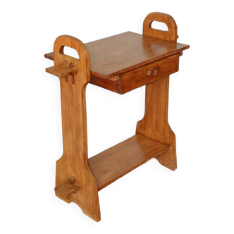 Brutalist solid wood side table, 1950s