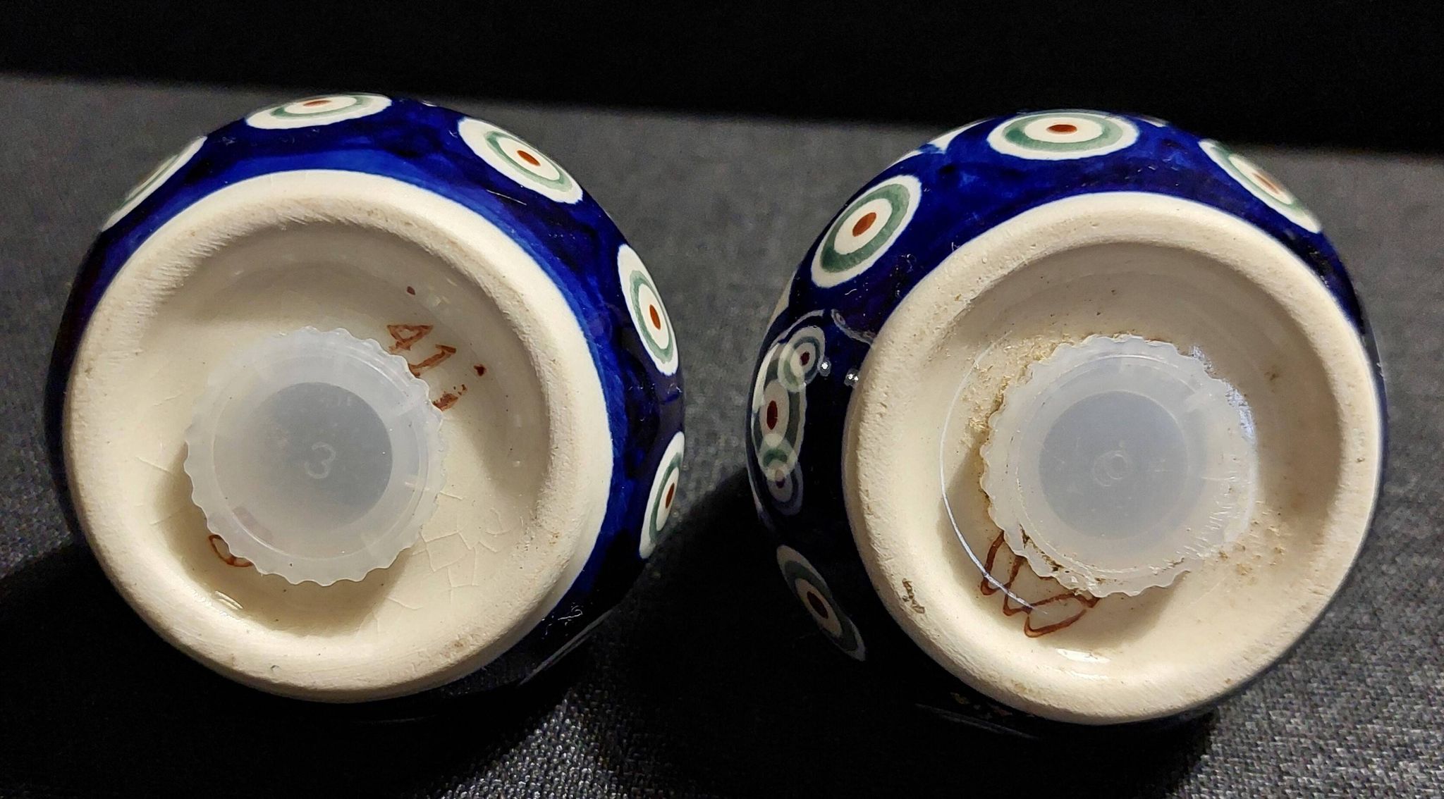 Pair of vintage ceramic salt and pepper shakers