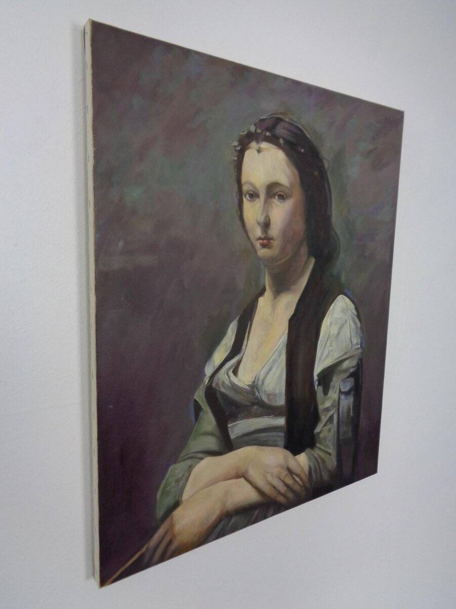 Fred Neumann After Jean Baptiste Camille Corot, The Woman with the Pearl, 1980s, Oil on Canvas