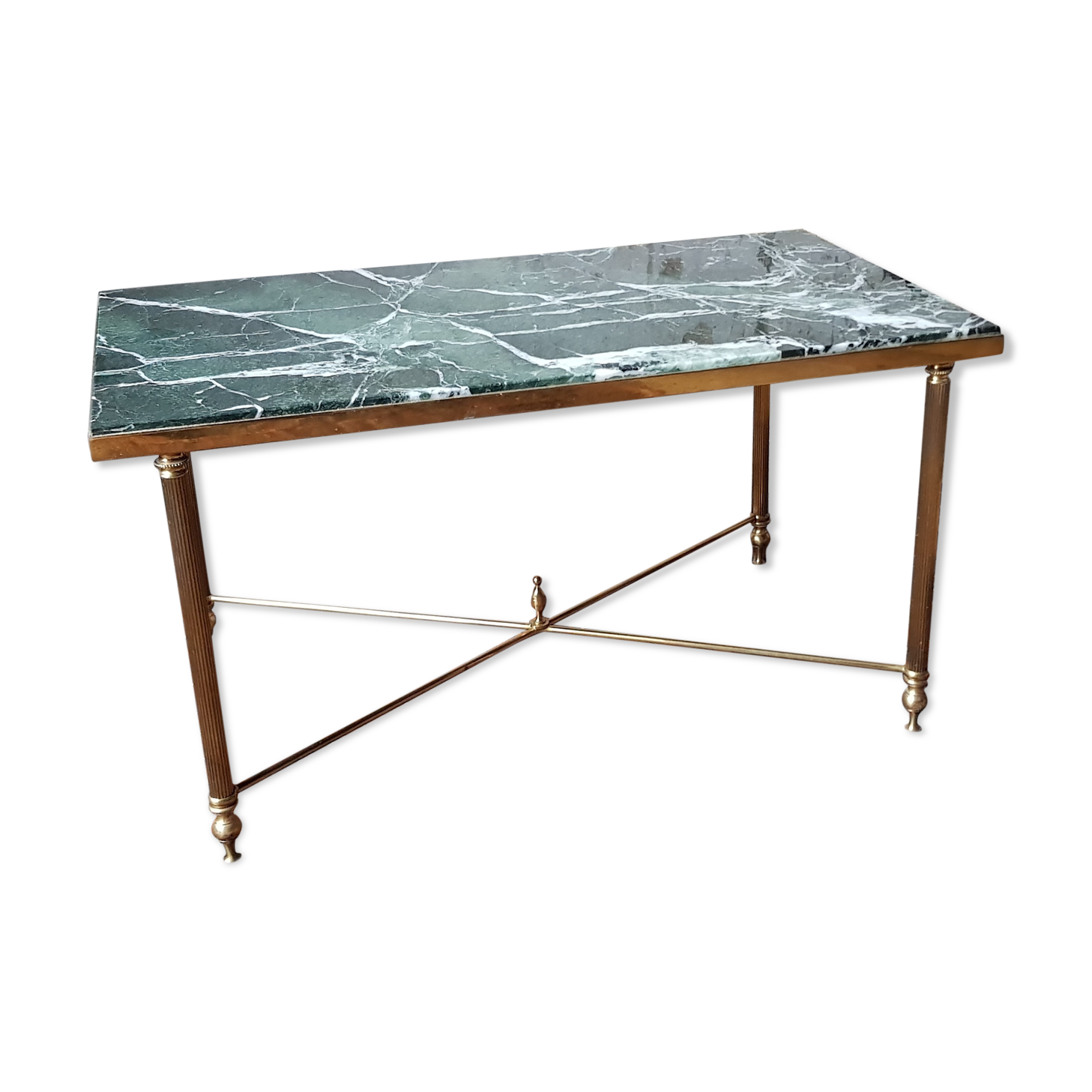 Brass coffee table and green marble