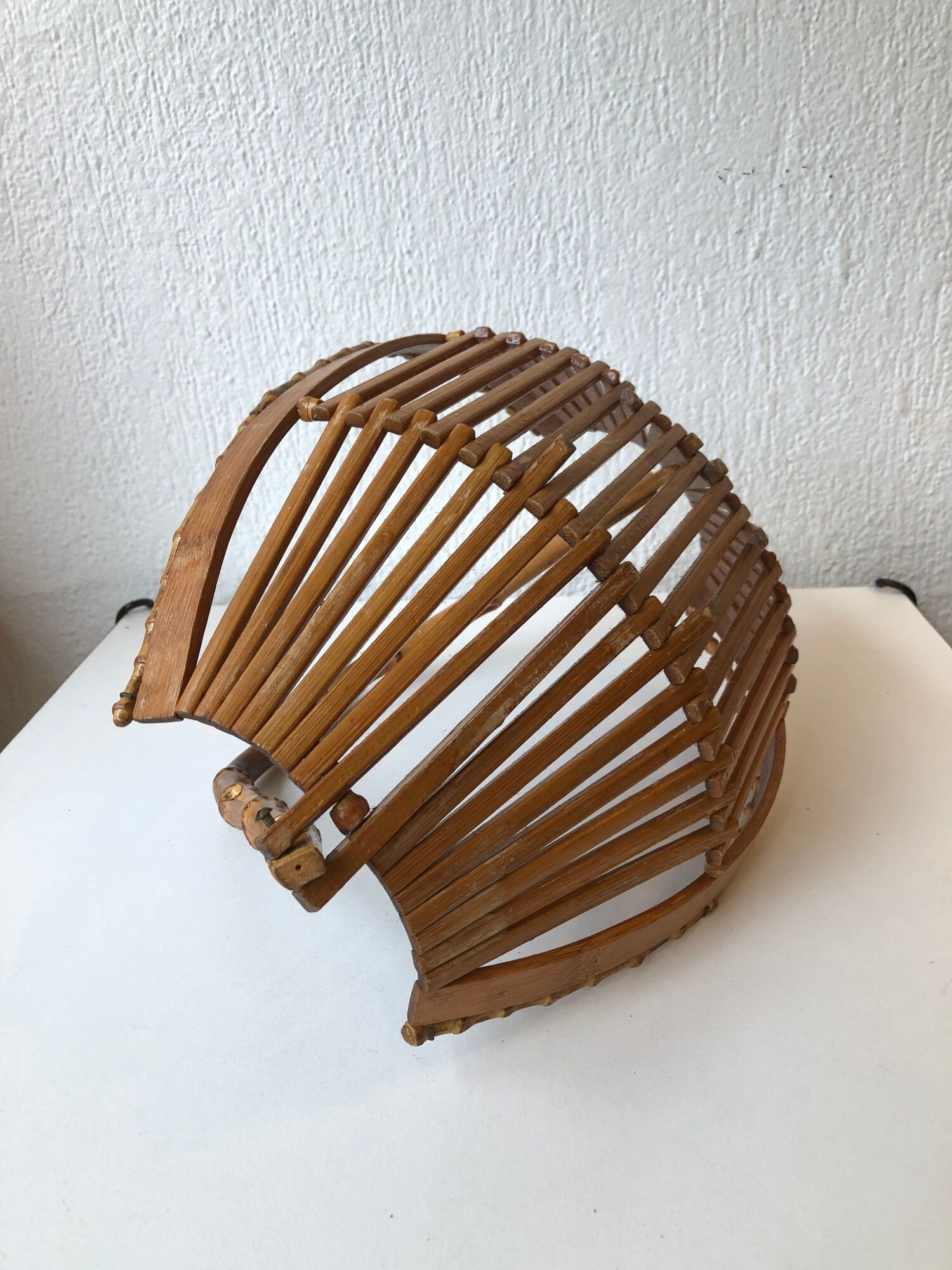 Trash has vintage fruit in wood and bamboo. Vintage design 1950 1960