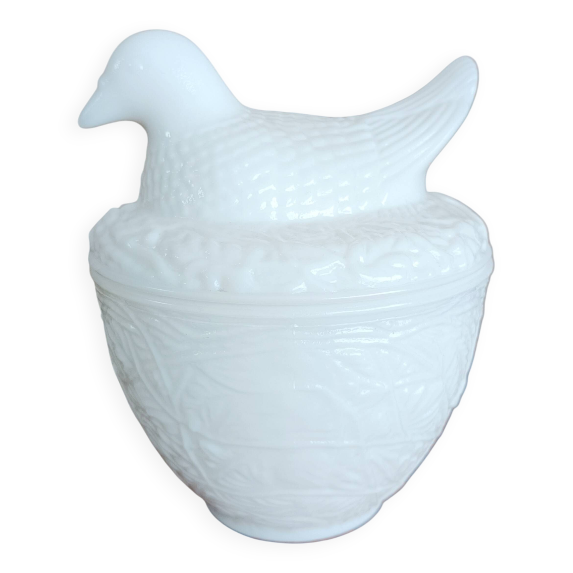 Avon opaline pot, bird decor