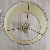 Solid brass candle holder lamp and vintage fabric