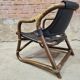 Pair of vintage skaï bamboo armchairs