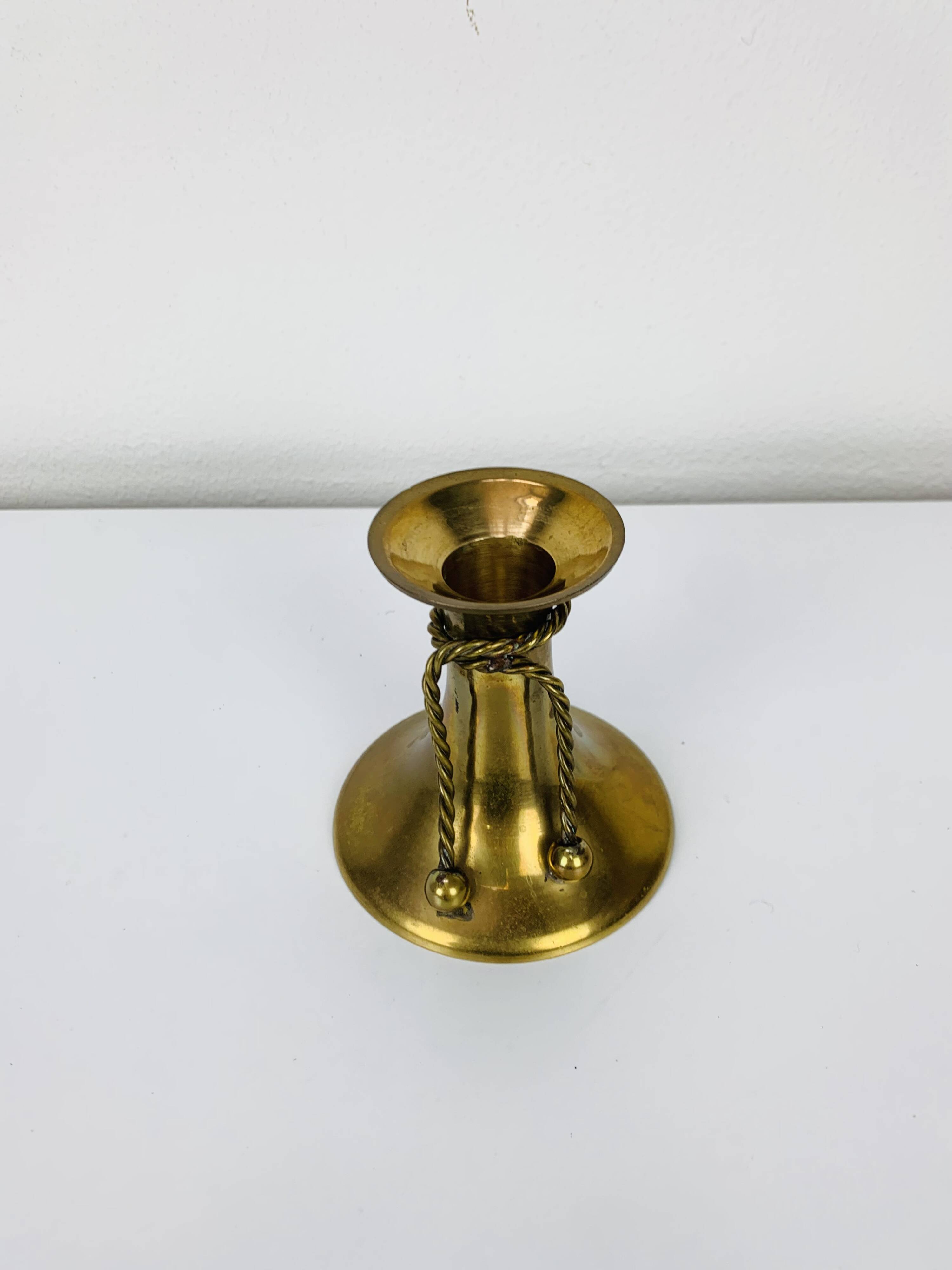 Vintage gold brass knot candle holder