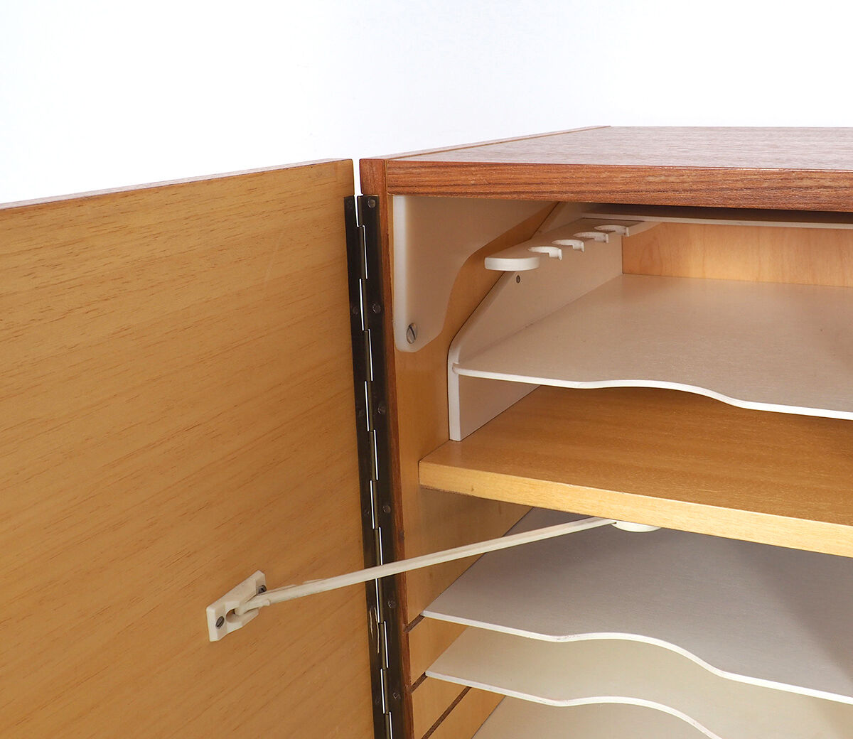 Vintage teak desk in cabinet, 1960s
