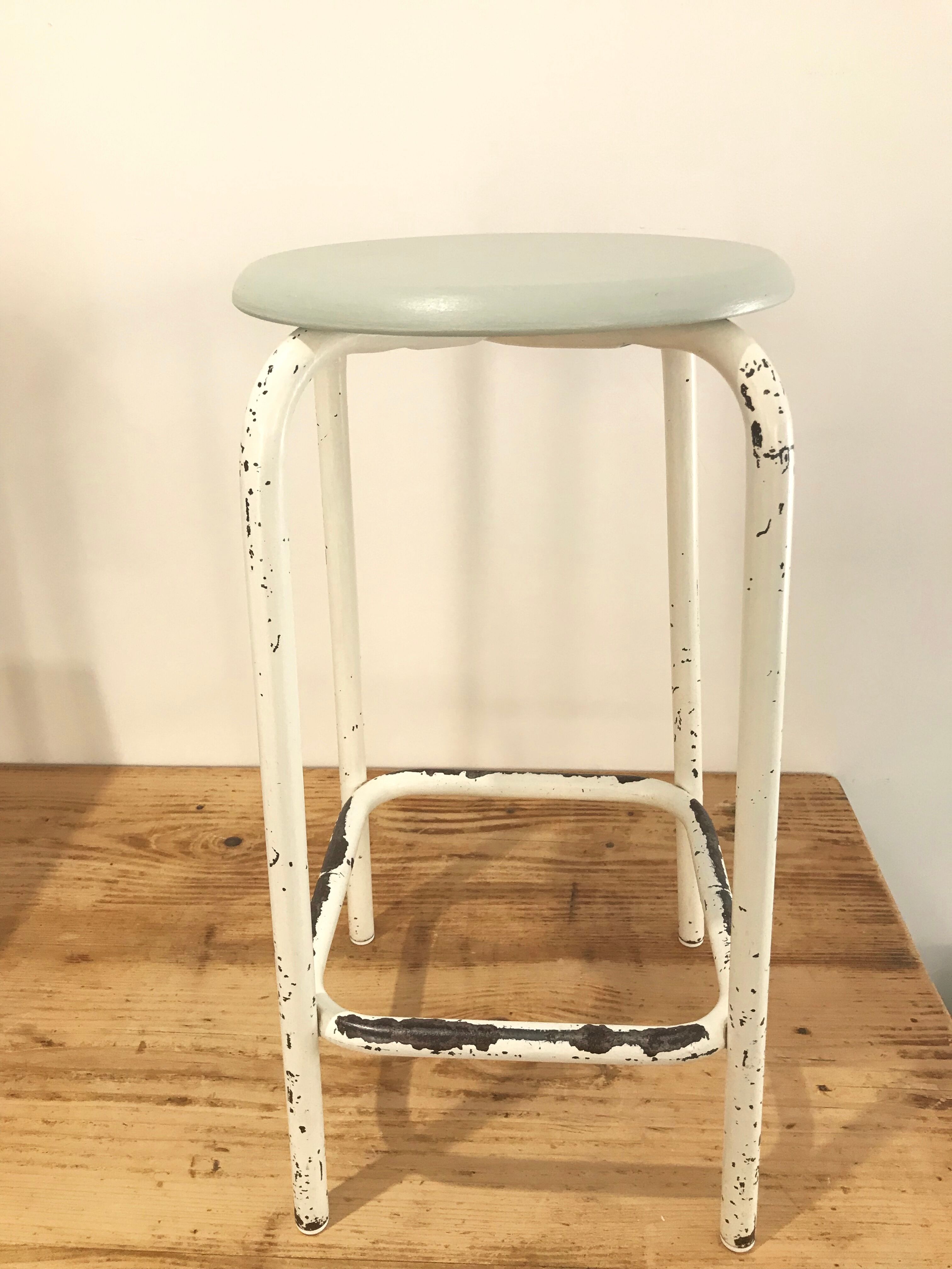 Vintage mint and white stool
