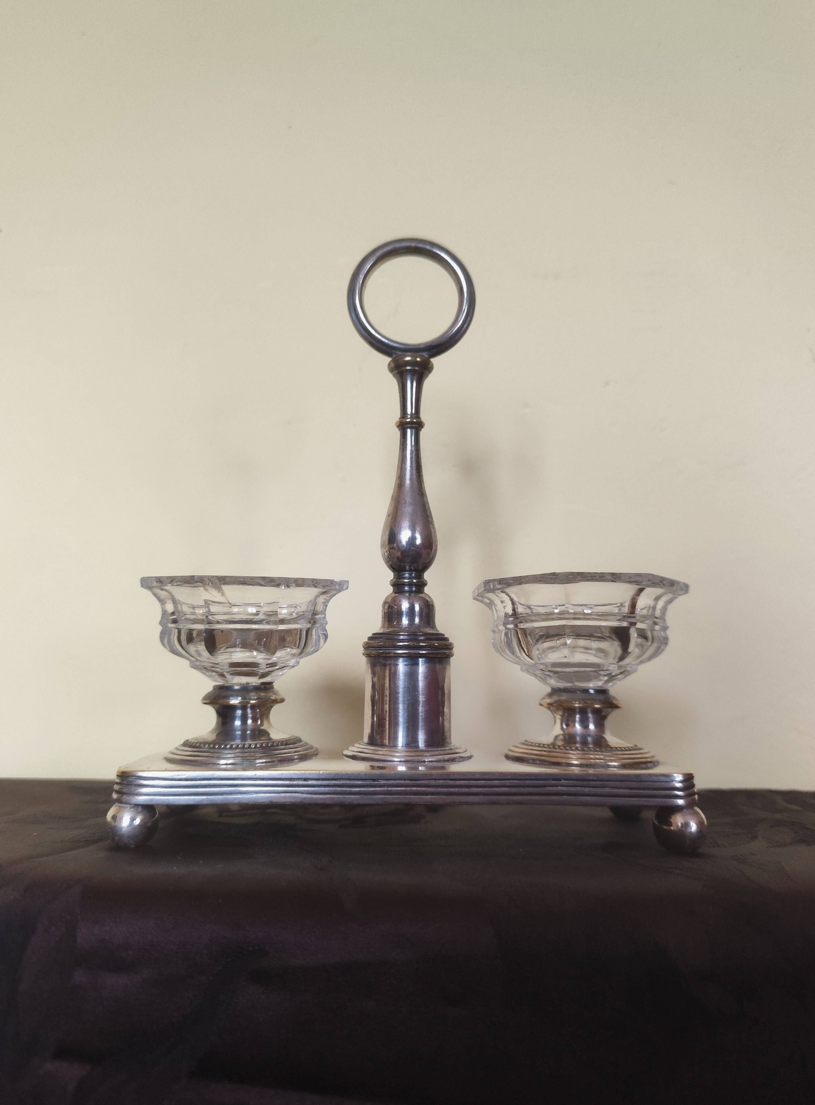 crystal and silver-plated metal salt and pepper shaker Christofle