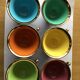 6 Black cups and colors Salins la Baule with saucers