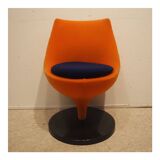 Pierre Guariche armchair "in orange fabric by Meurop Belgium 1960 Vintage