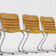 Set of 6 vintage chrome and leather dining room chairs 1970s Italy