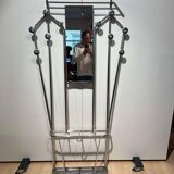 Art Deco Coat Rack & Mirror in Tubular Aluminum, France, 1930