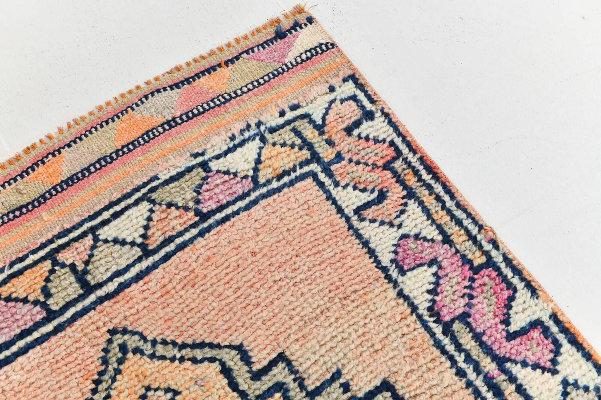 3x11 Vintage Runner Soft Orange Wool Runner Rug, Turkish Runner, 87x342Cm
