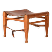 “Safari” Footstool in Oak and Leather