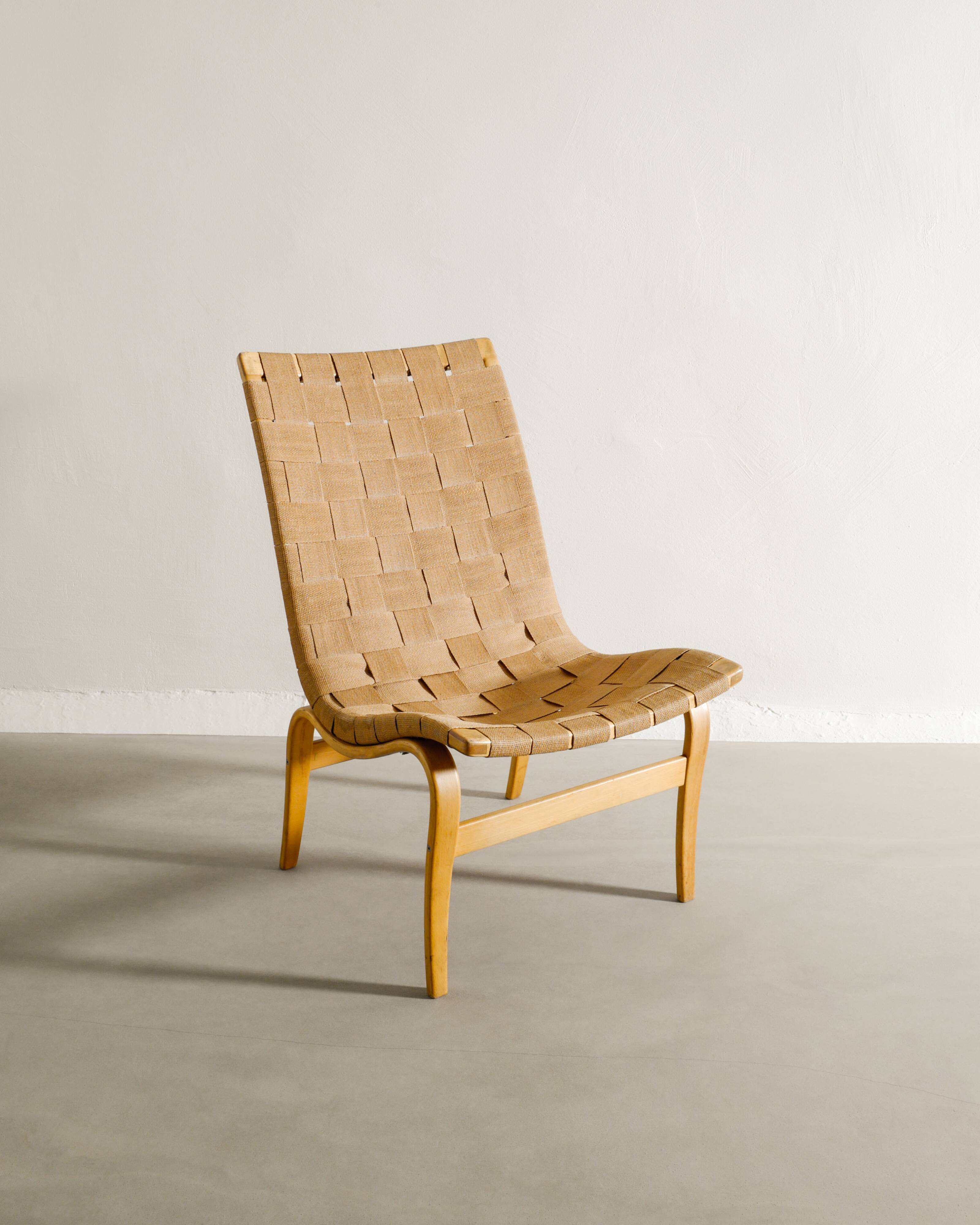 Swedish Sculptural Mid Century Wooden Armchair by Bruno Mathsson, 1960s