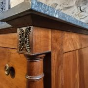 Antique commode, walnut and oak, marble top, 3 drawers, France circa 1820–1850.