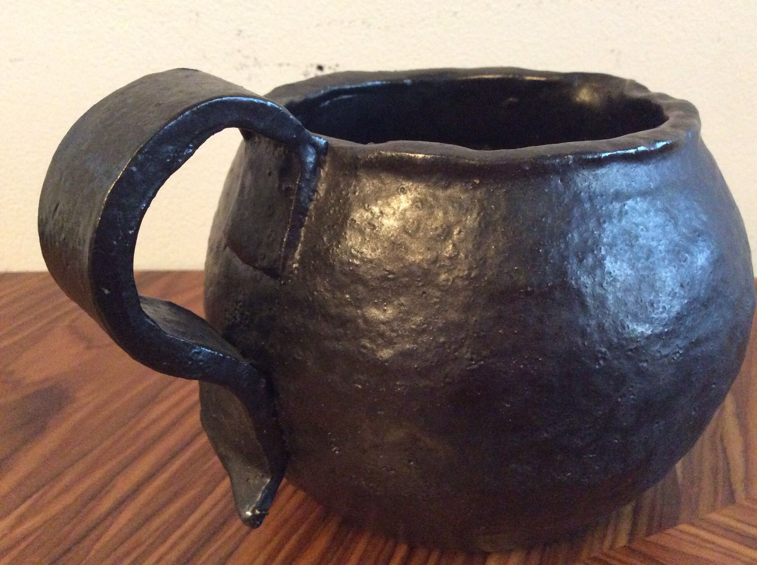 Nice vintage black ceramic pitcher 1970