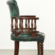 Green cow leather Chesterfield office chair / side chair in English style
