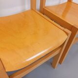 Set of 4 minimalist vintage beechwood chairs from the 80s