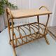 Rattan side table, magazine rack or record rack. Vintage 60s.