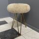 wool top brass small stool 1960s