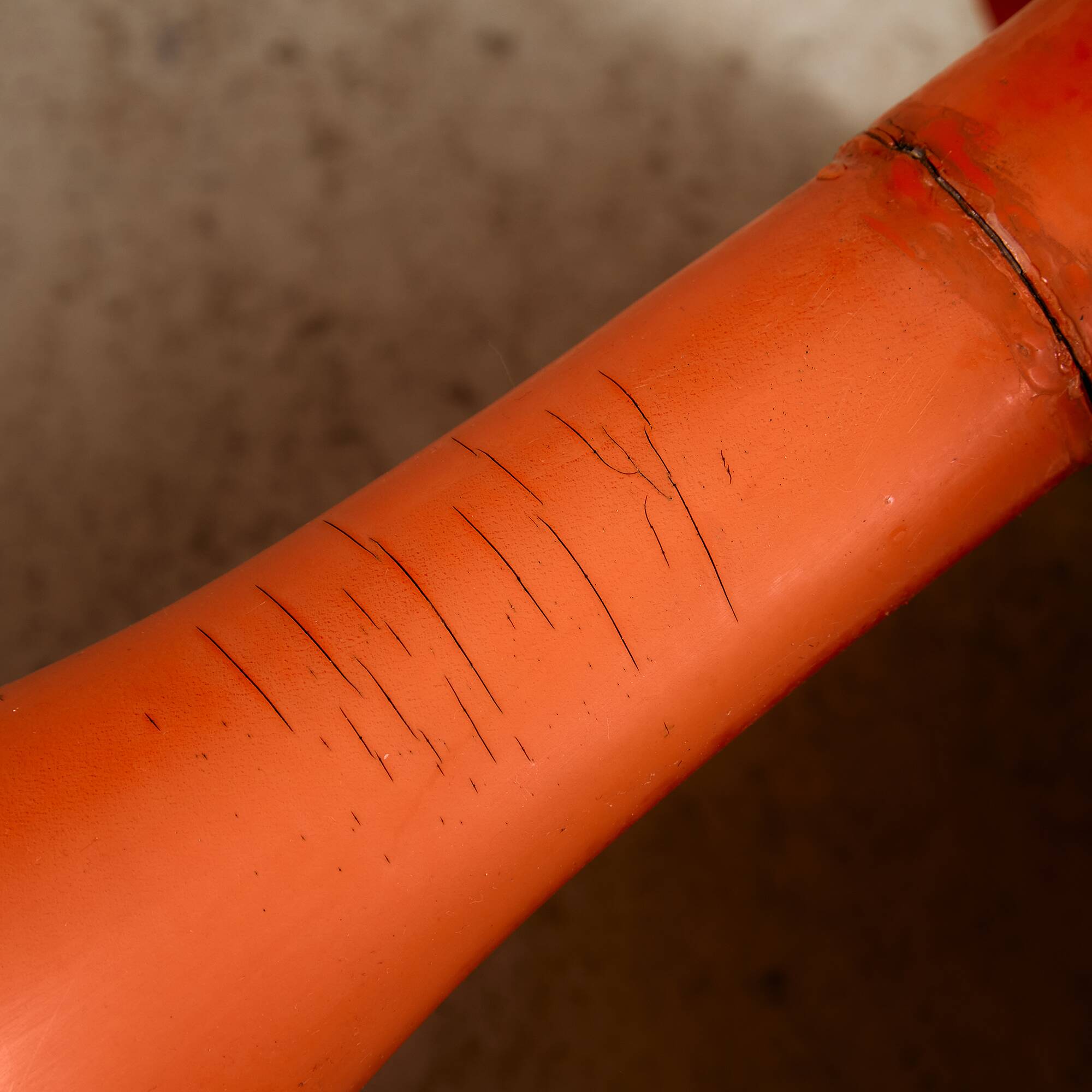 Set of Single-base Orange Molded Chairs, 1970s