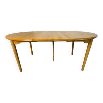 Table à manger ronde extensible en chêne, design danois du milieu du siècle, années 1960