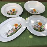 Salad bowl and 3 dishes porcelain Winterling Bavaria vintage