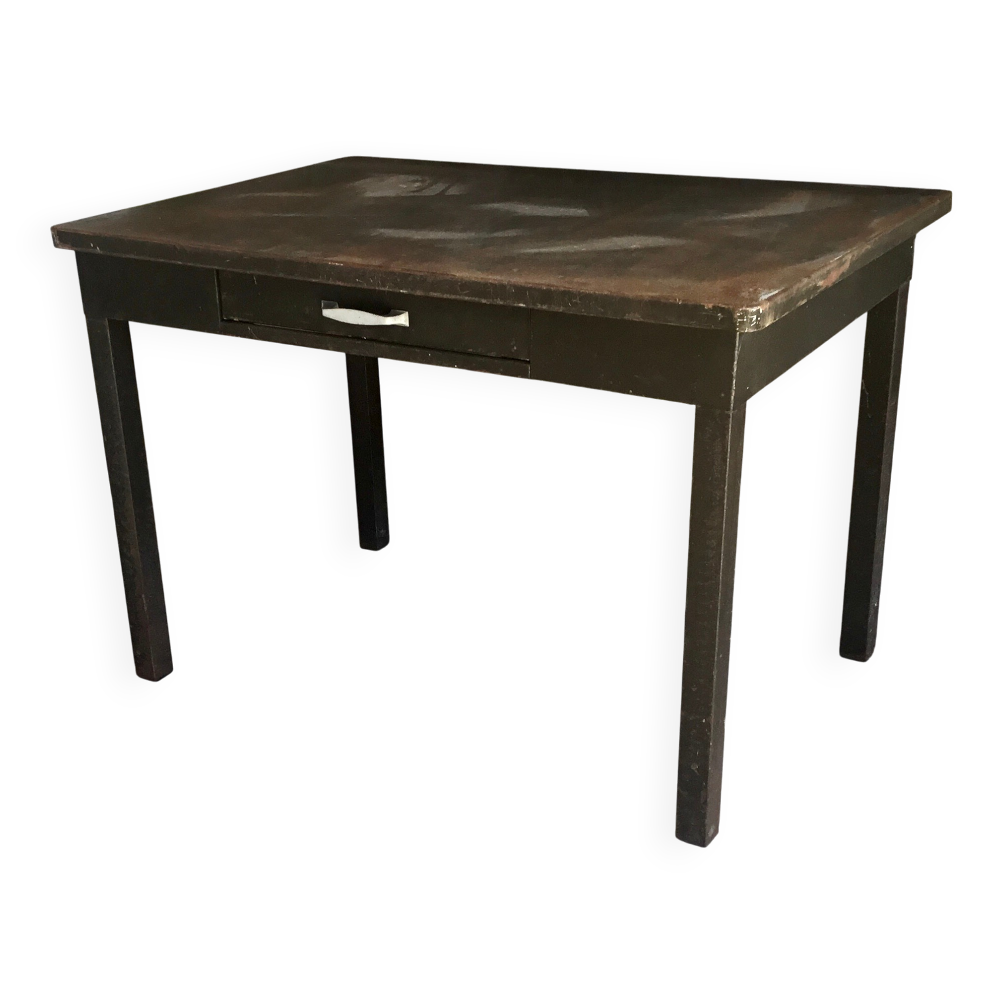 Metal table with drawer, industrial or military.