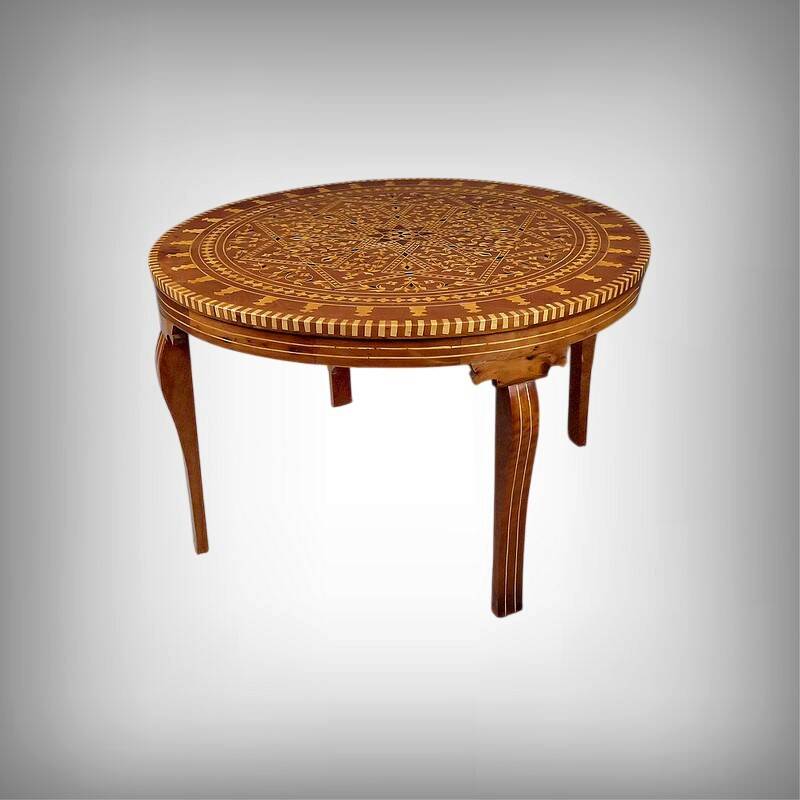 Large Moroccan Tea Table in Marquetry – 20th Century