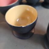 Set of 6 black and colored ceramic egg cups