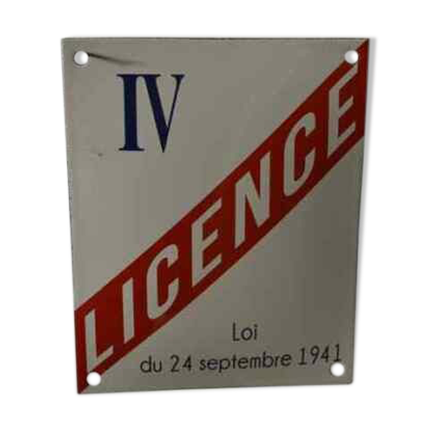 Enamel plate license IV