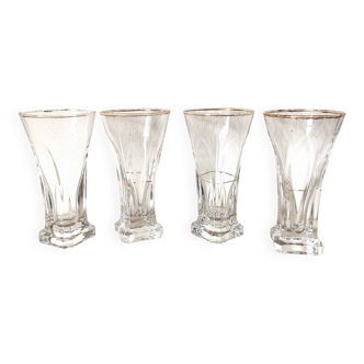 gold and transparent bistro glasses with thick bottom