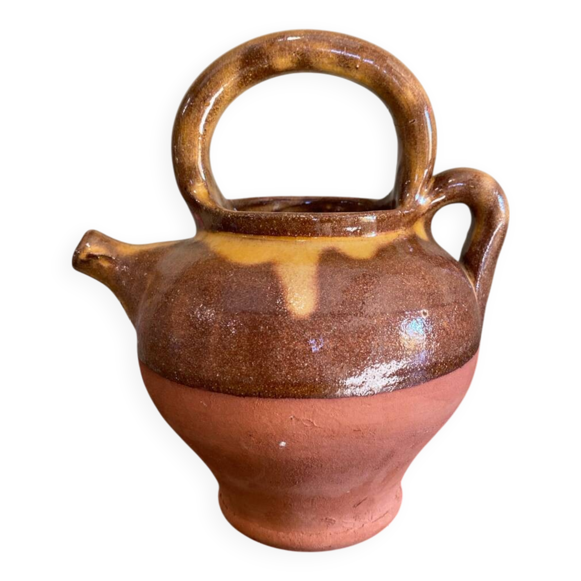 Cruche ancienne en terre cuite vernissée