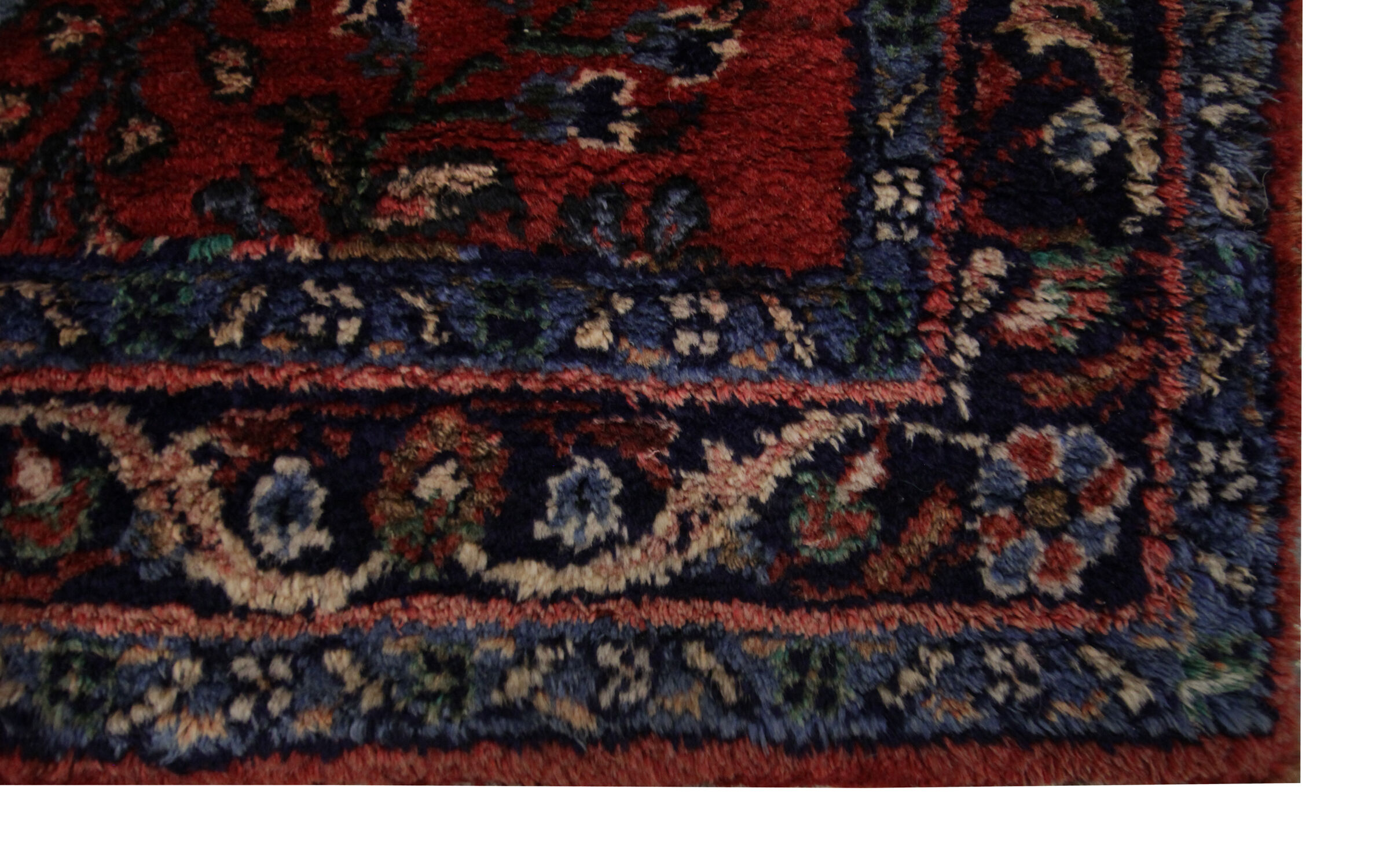 Vintage hamadan runner rug traditional long red wool carpet- 105x250cm