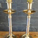Set of 2 lamp bases in aluminum and copper