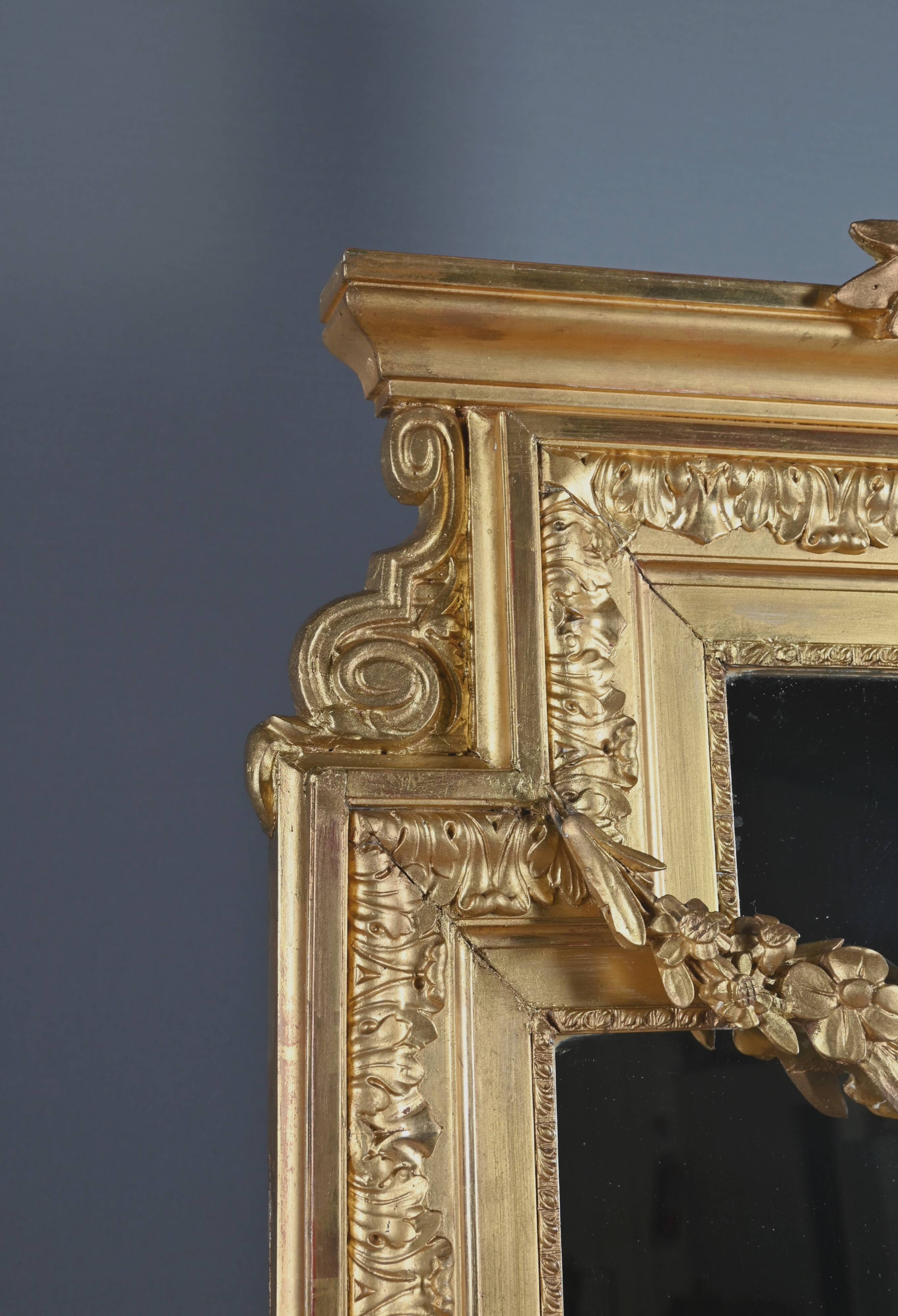 Important gilded wooden mirror, Louis XVI style – second half of the 19th century