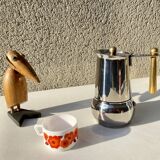 Italian coffee maker kitty oro 3 cups Guido Bergna italy vintage 80 stainless steel and brass