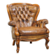Antique Baroque Sheepskin Leather Chesterfield Armchair