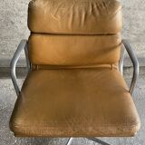 EA 208 camel leather armchair by Charles Eames for Herman miller
