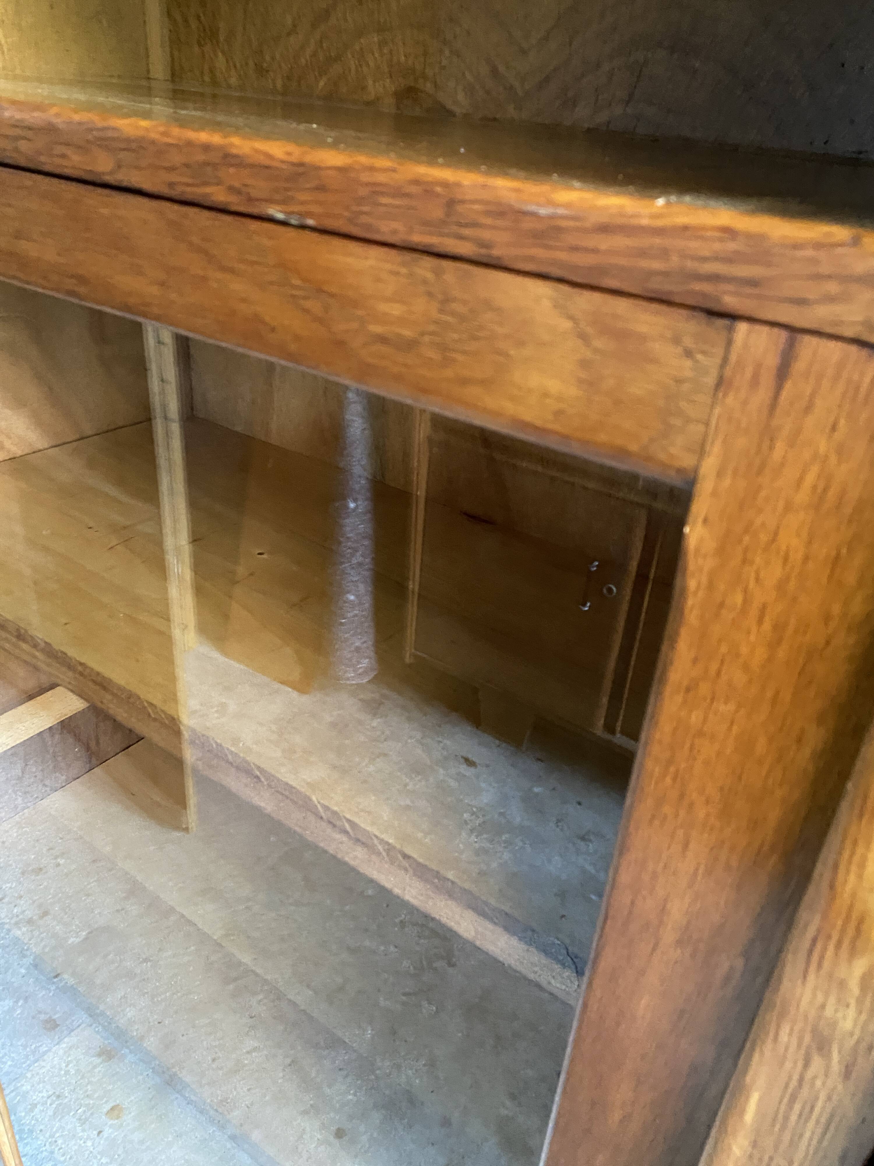 Library / Vintage solid wood sideboard – 3 doors with display cabinet
