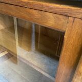 Library / Vintage solid wood sideboard – 3 doors with display cabinet