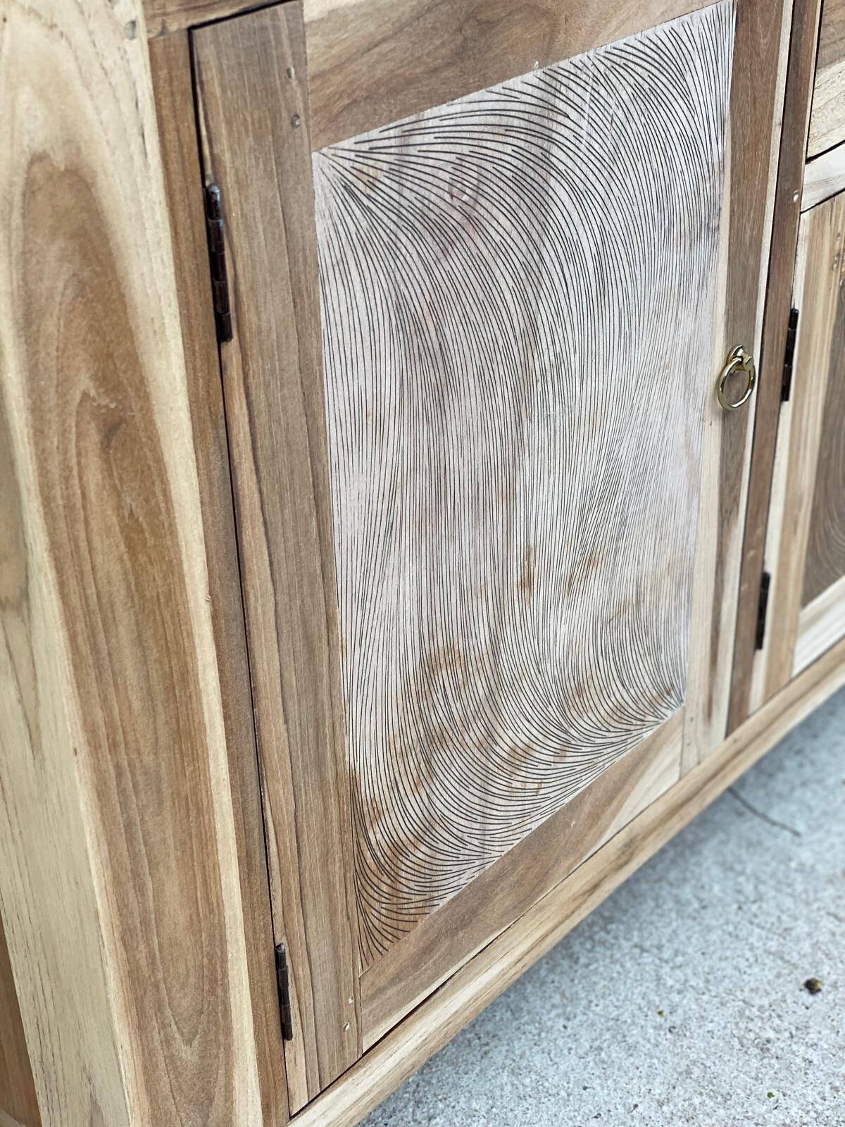 Renovated Scandinavian sideboard in solid raw oak 180cm