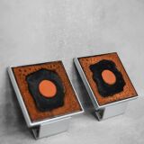 Vintage Brutalist Metal and Ceramic Entrance Door Handle by Juliette Belarti, 1960s, Set of 2