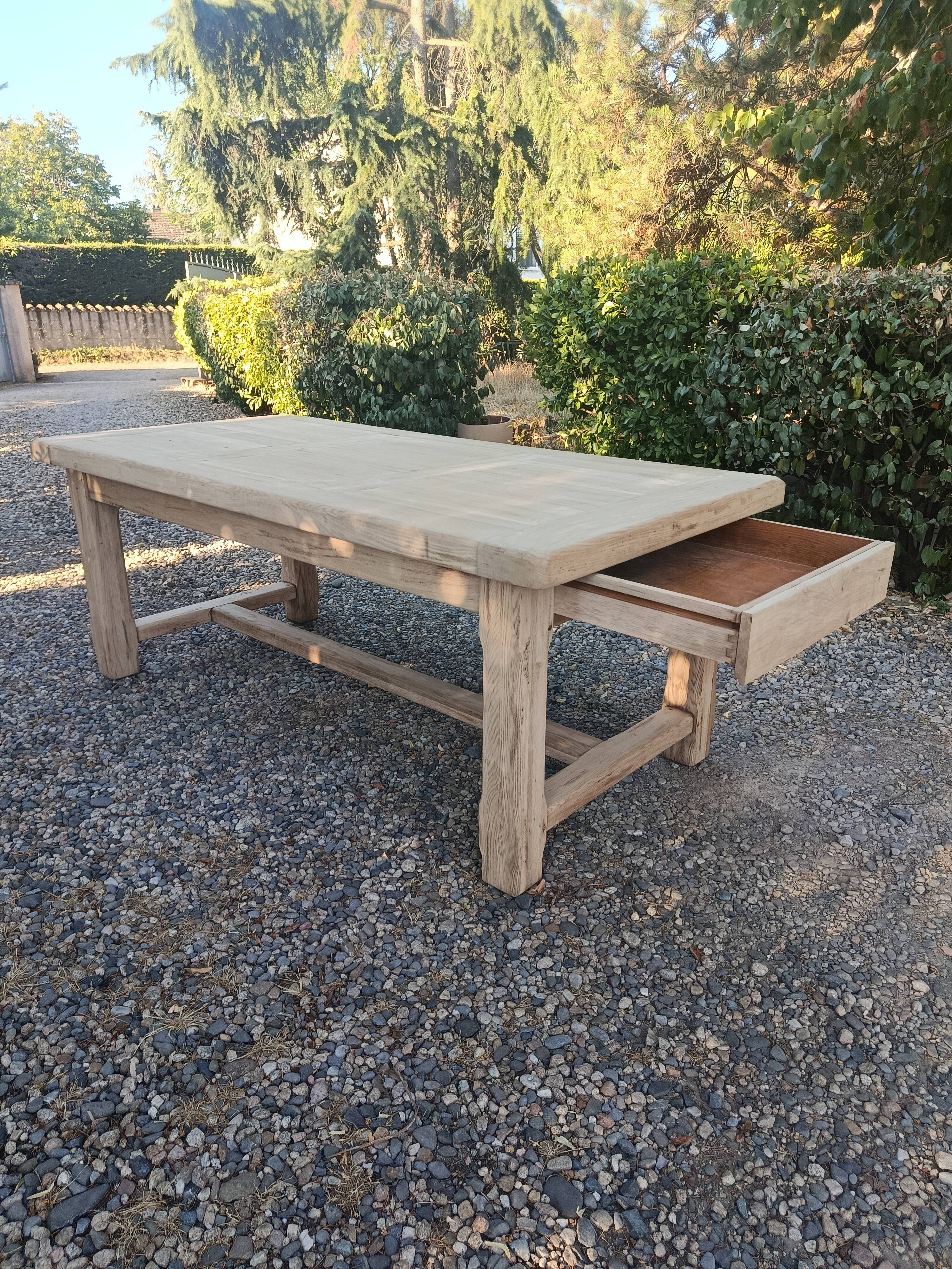 Solid oak farmhouse table with extension