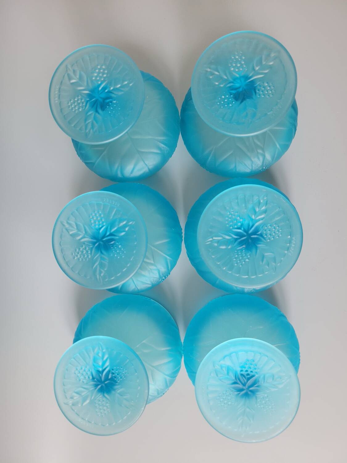 Frosted blue bowls