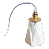 Vintage opaline tulip and brass portable lamp
