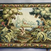 AUBUSSON tapestry, 20th century, "Verdure Oiseau" (Greenery with Bird)