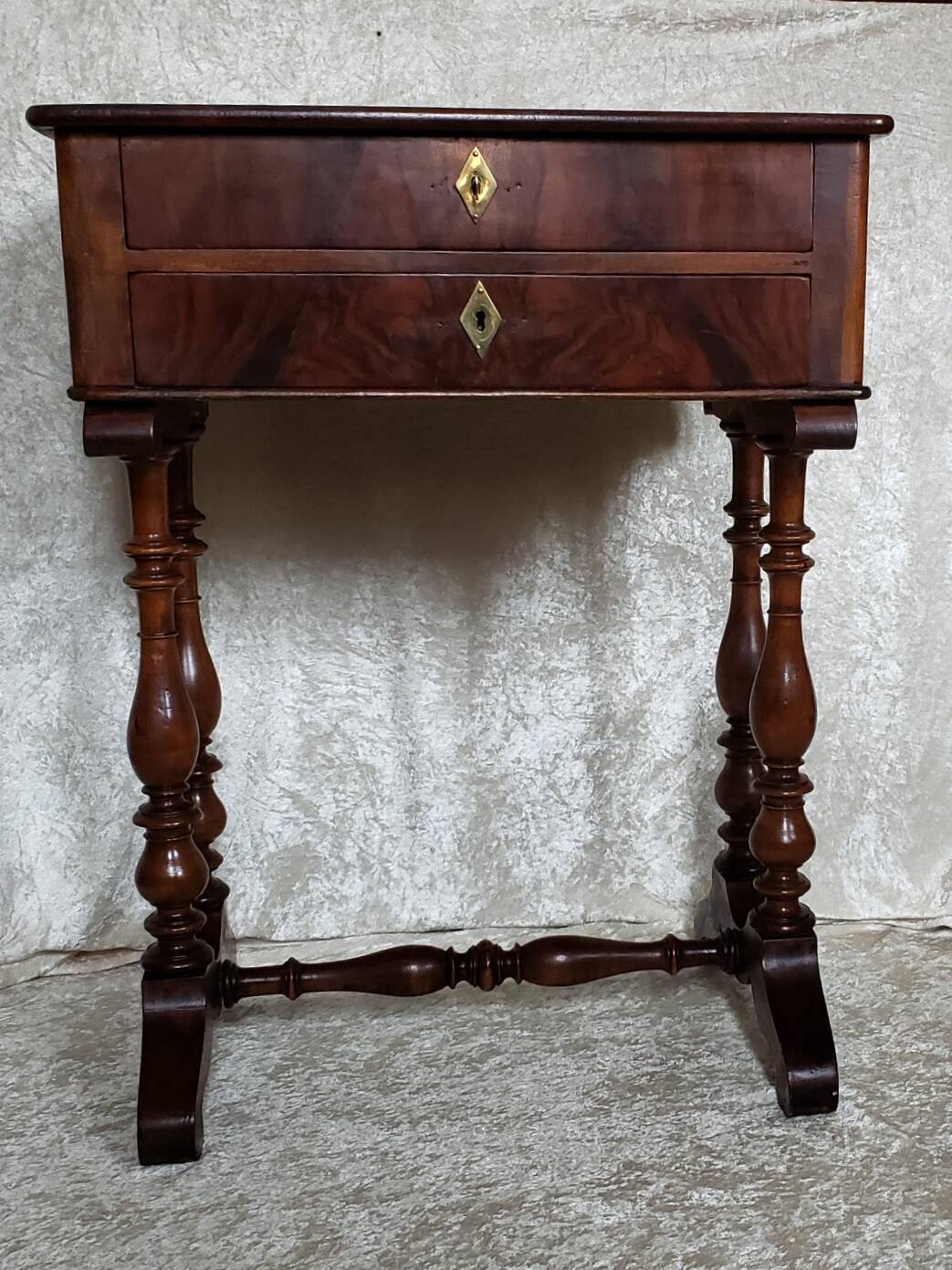 Walnut work table circa 1840.