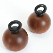 "Ball Boy" teak pepper mill & salt mill set by Richard Nissen / Carsten Jørgensen for Bodum / Danish modern design / postmodernism / 1980s